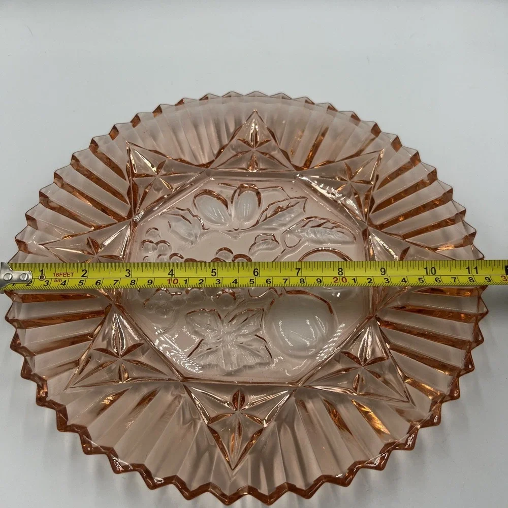 Federal Glass Co. Vintage Pioneer Pattern Pink Depression Glass‎ Fruit Plate 11